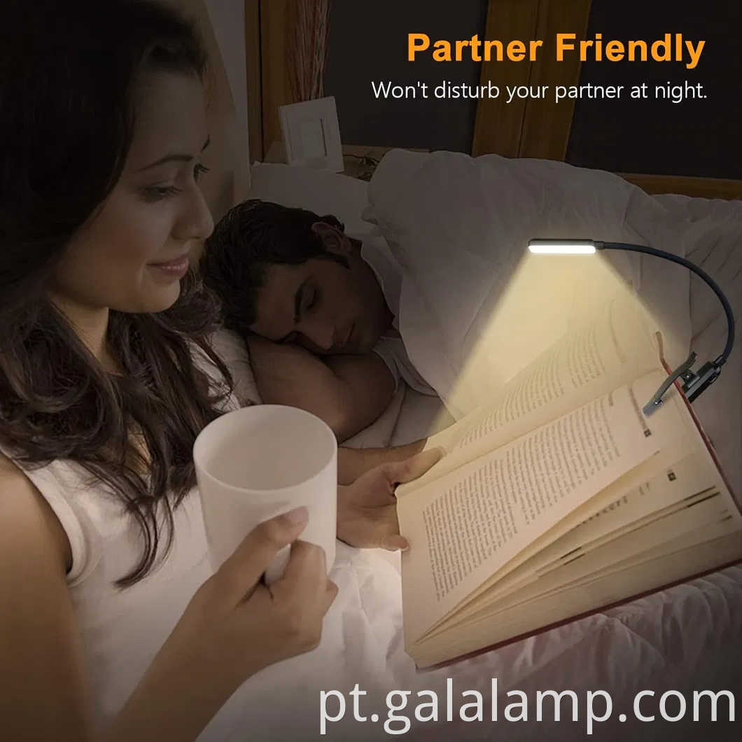 Luz de livro recarregável com o olho de 3 temperaturas de cores e escurecimento por escâncora